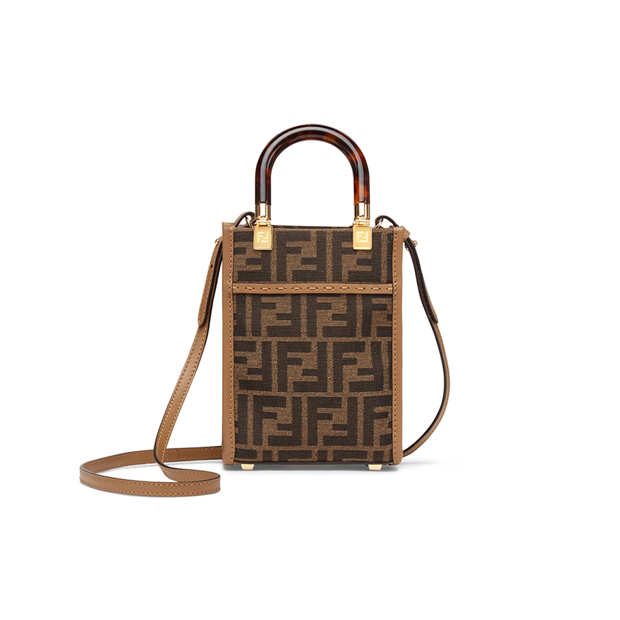 FENDI MINI SUNSHINE SHOPPER FABRIC BROWN 8BS051ALVXF1GE3 (18*14.5*6cm)